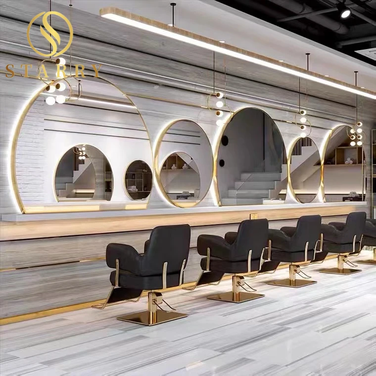 Dostosowane luksusowe lustro ścienne do salonu fryzjerskiego Nowoczesne wielokształtne duże lustro ścienne