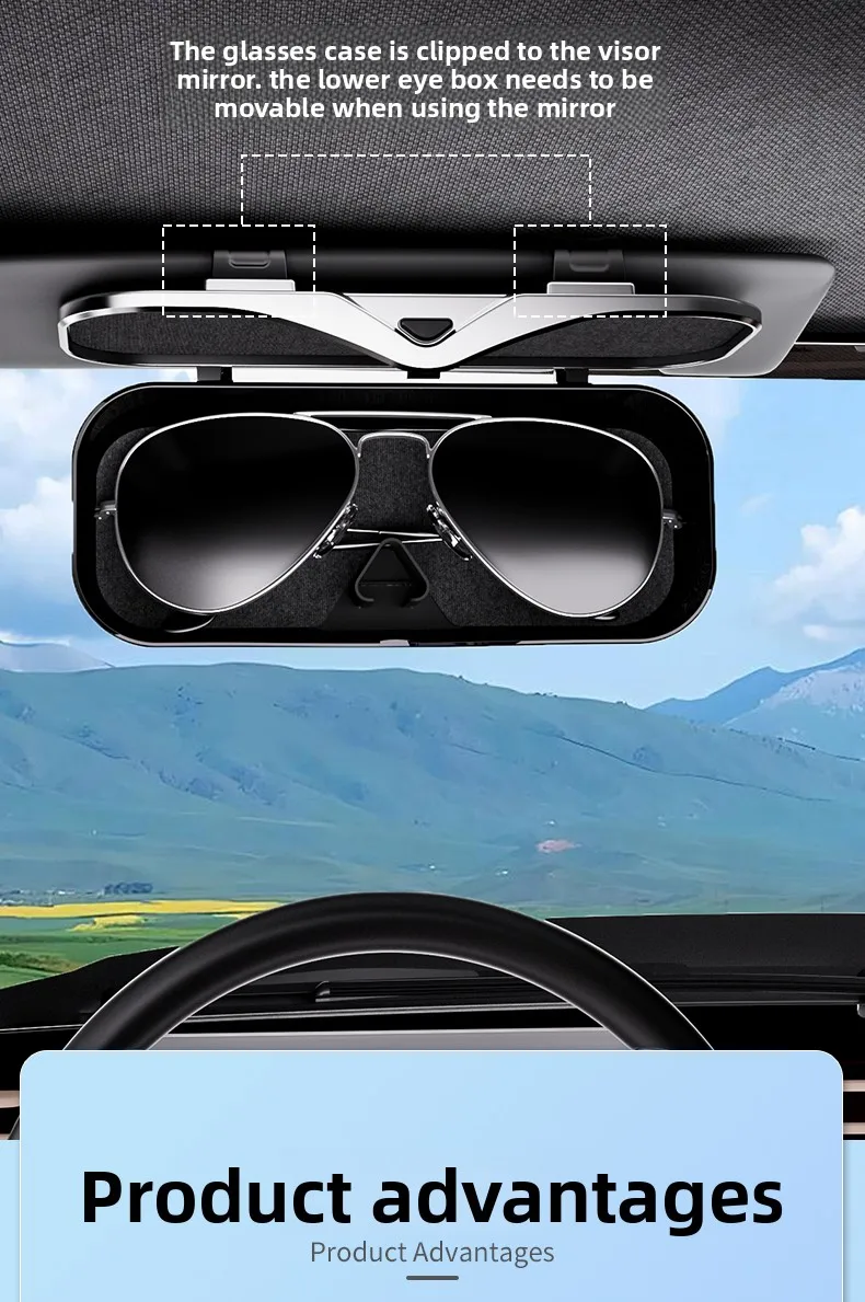 Auto-Sonnenblenden-Brillenetui, kratzfest, Auto-Sonnenbrillenhalter, Brillenaufbewahrung, Hartschalenbox, universell für Limousine, SUV, MPV, LKW – Detail 2