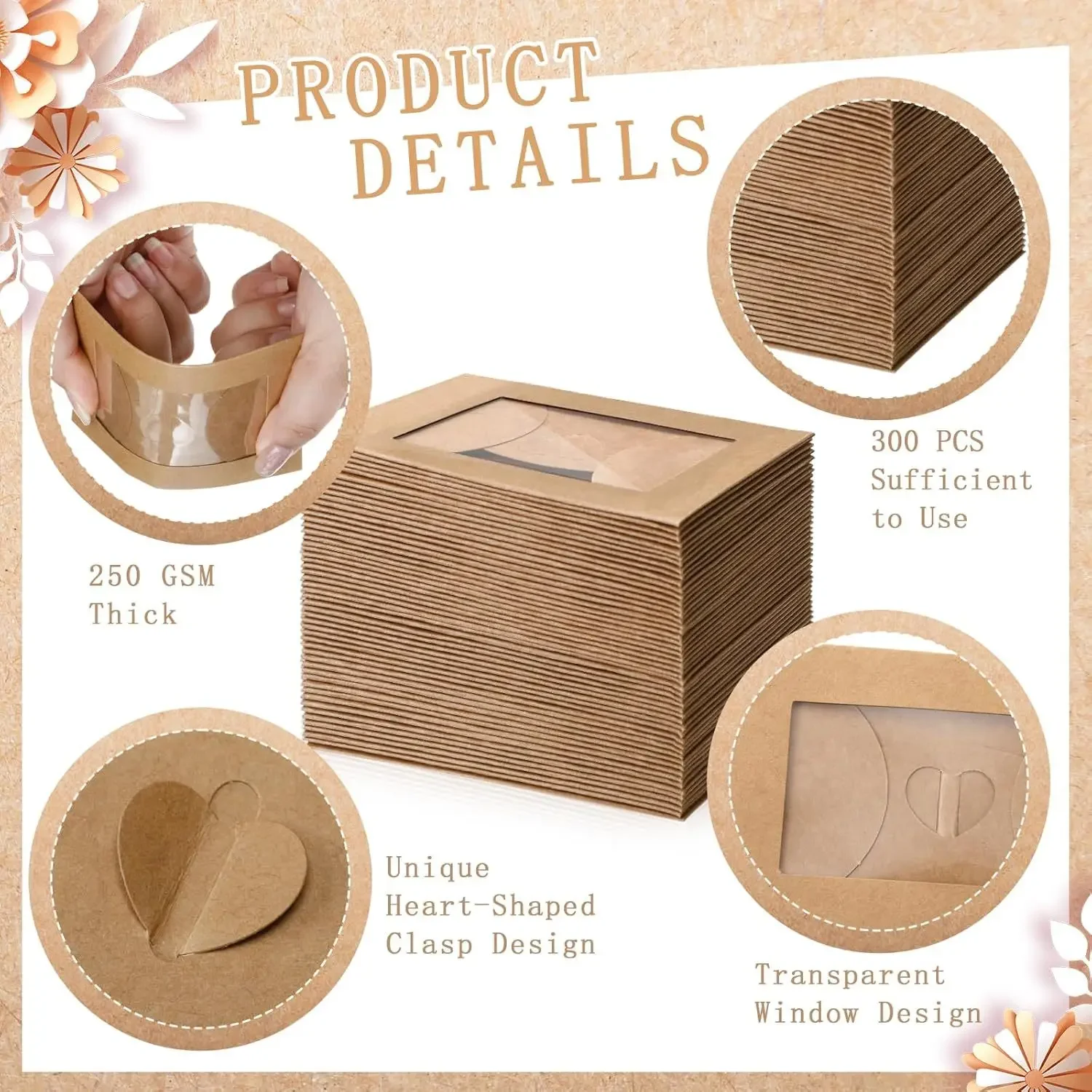 50pcs/lot 10.5X7cm Envelope Postcard Window Opening Small Kraft Paper Envelope VIP Card Envelope for Wedding Invitations Packing