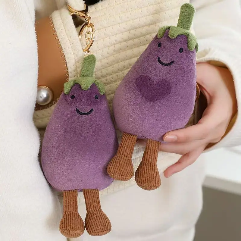 15/26cm New Simulated Eggplant Backpack Pendant Doll Filled Plush Toy Cartoon Anime Suitable Children's Birthday Gift Fun Doll