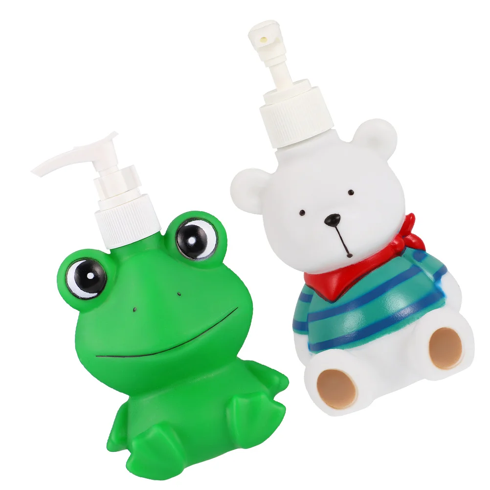 

2 Pcs Press Bottle Kitchen Soap Dispenser Liquid Kids Body Wash Sub Bottles Bathroom Lotion Shampoo Hand Pump Cartoon Holder