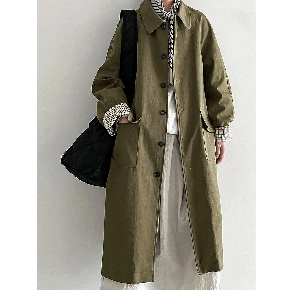 

Women Autumn Fashion Long Trench Coat High Quality Single Breasted Trench Coat Femme Casaco Abrigo Streetwear