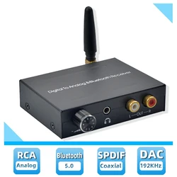 DAC Digital to analog audio converter RCA R/L and 3.5mm out with Bluetooth receiver volume control RCA Amplifier for PS4 TV