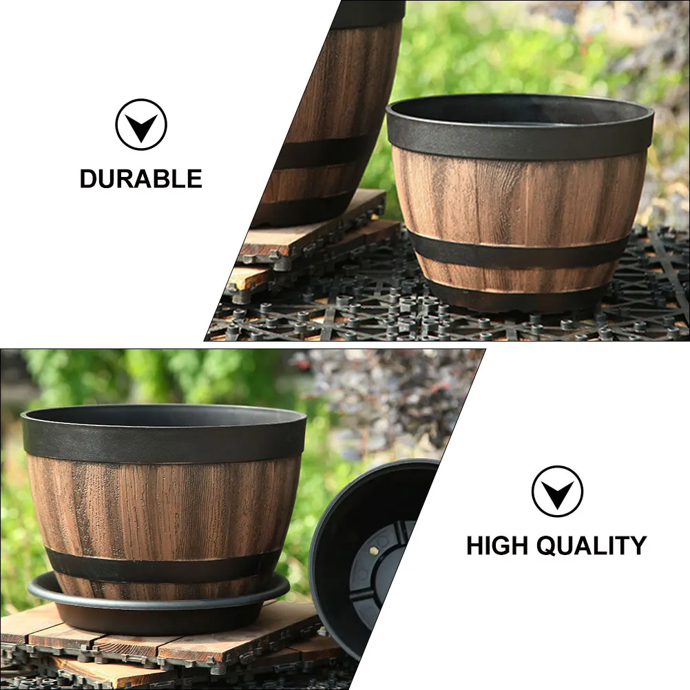 

2 Pcs Vintage Flowerpot Thickened Bucket Planting Container Desk Office Gardening Plastic Retro Style Succulents Indoor Decor