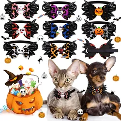 Dog Bow Tie 8PCS Halloween Party Fashion Adjustable Pet Collar Bat Wings Funny Pet Neckties Dog Bowties Bulk Pet Dog Accessories