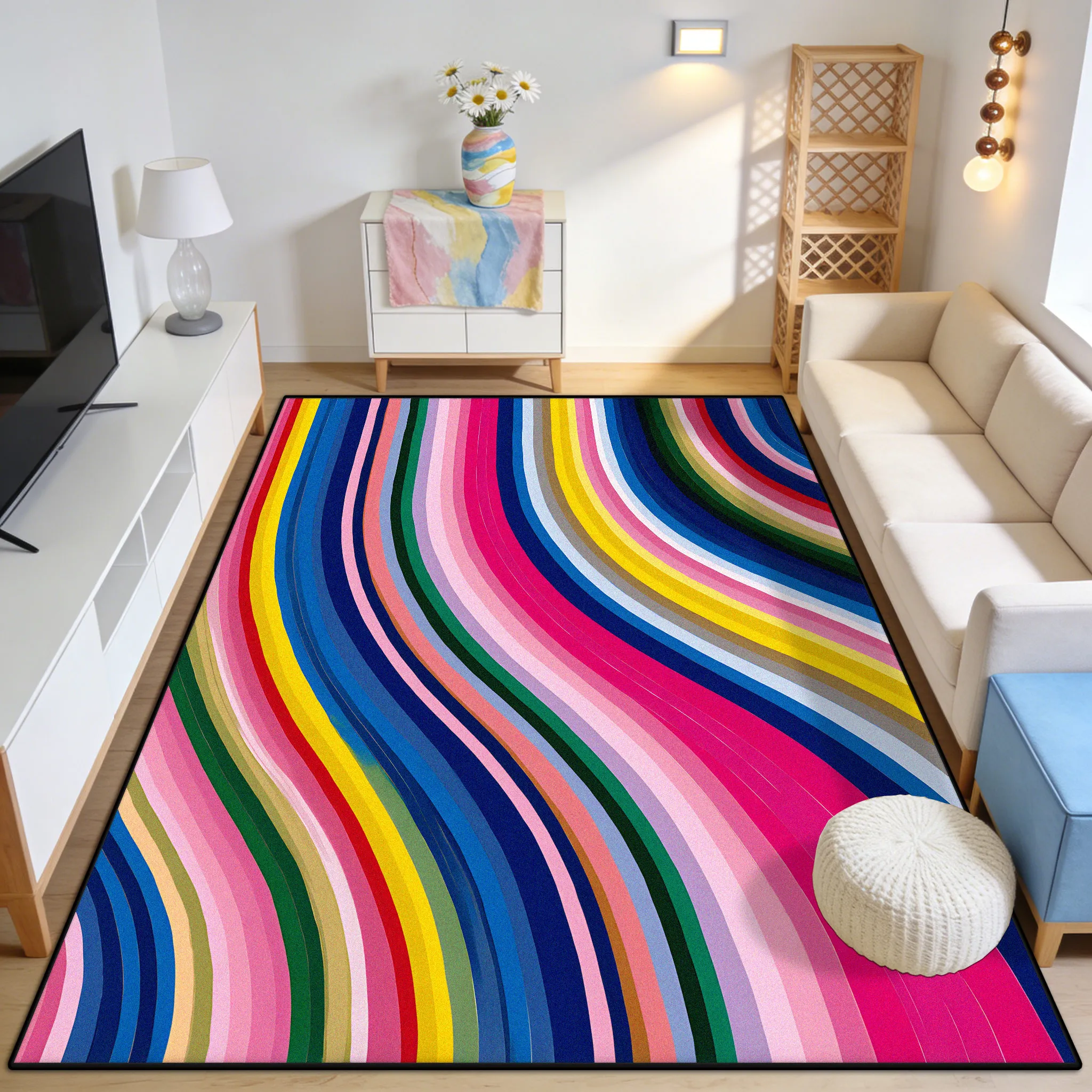 Modern Abstract Art Easy Clean Fluffy Carpet Decoration Bedroom Living Room Soft Cute Rug Antiskid Short Velvet Large Floor Mat