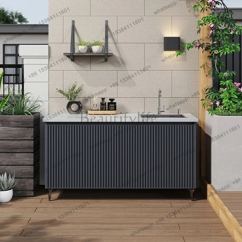 outdoor courtyard balcony waterproof sunscreen aluminum alloy sink integrated wash basin terrace waterproof