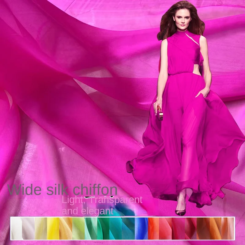 Customized: Wide Solid Color Silk Chiffon Fabric Fabric Thin Sheer Mulberry Silk Chiffon Silk Fabric Silk Scarf Dress Fabric