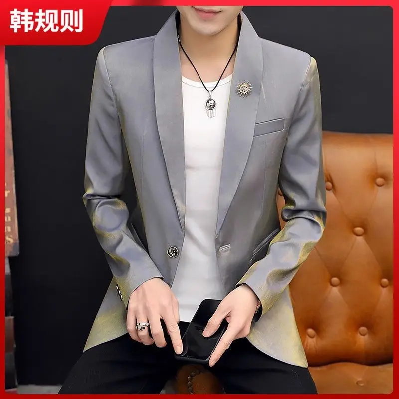 2-A25 British nightclub host performance wedding wear men\'s hairstylist suit shiatin tight small suit trendy jacket