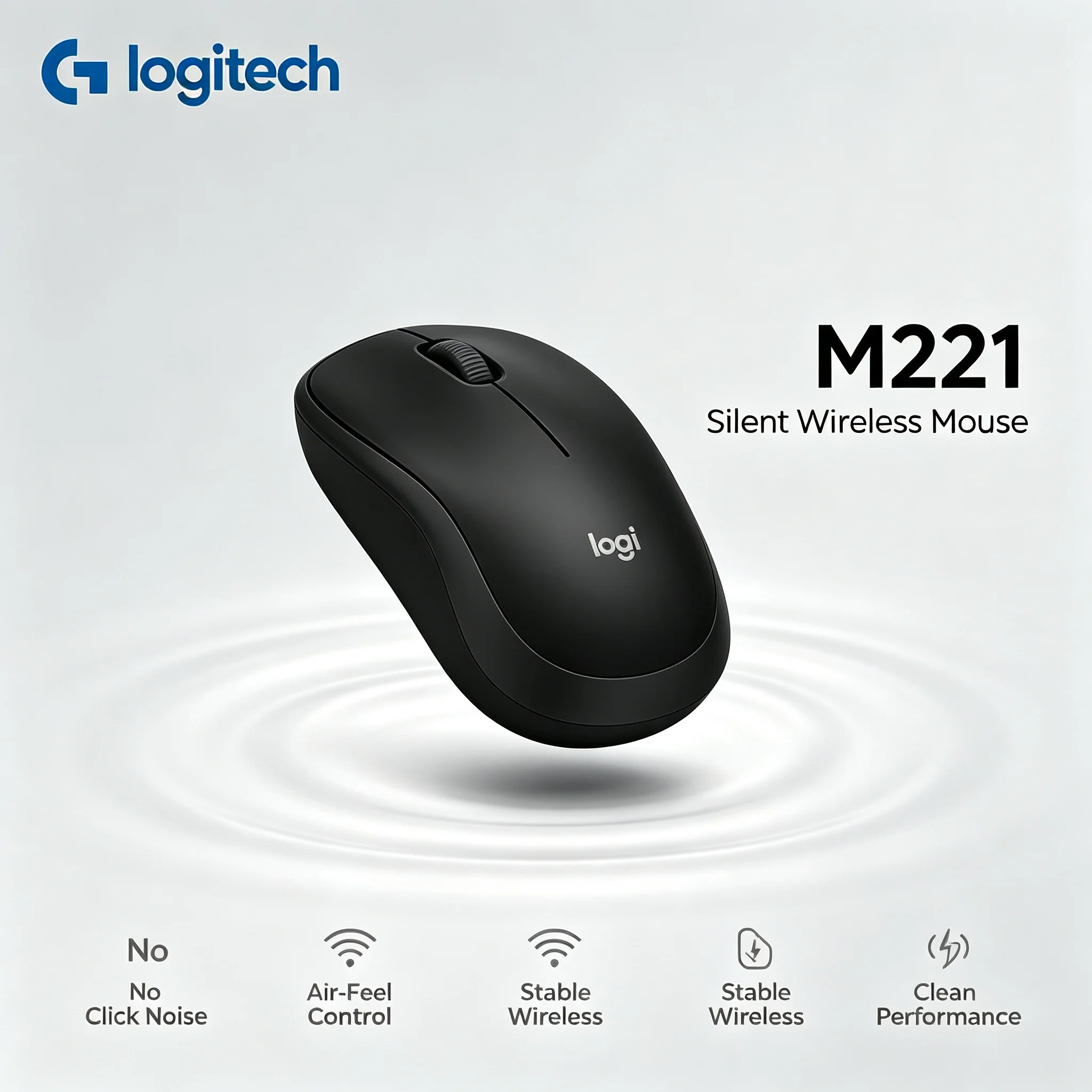 Logitech M221 Wireless Mute Mouse 2.4GHz Wireless Transmission Nano USB Receiver Portable Mice For Laptop Computer