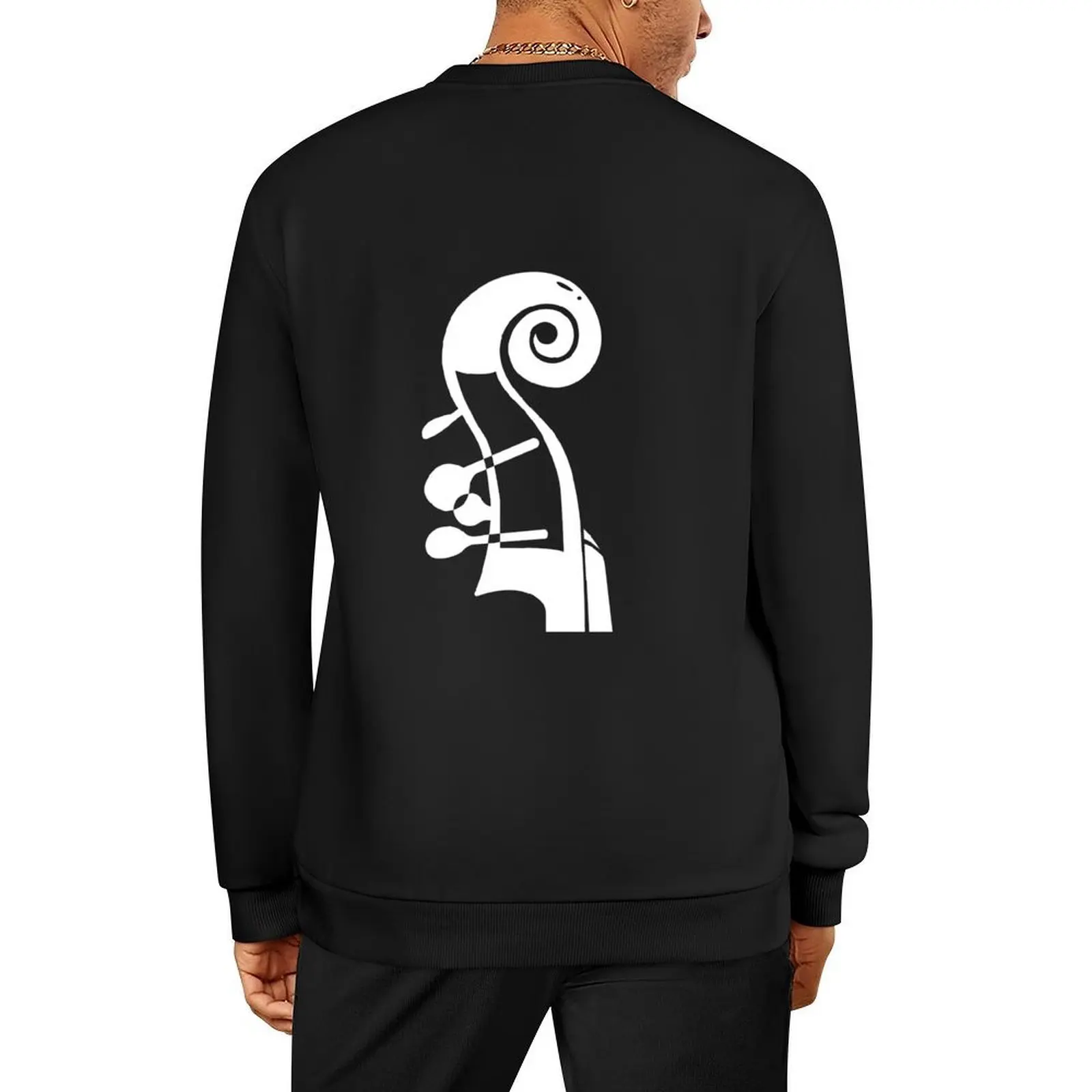 

Orchestra Bass Scroll (White) Pullover japanese style men's sweat-shirt set men's clothes anime clothing hooded sweatshirt