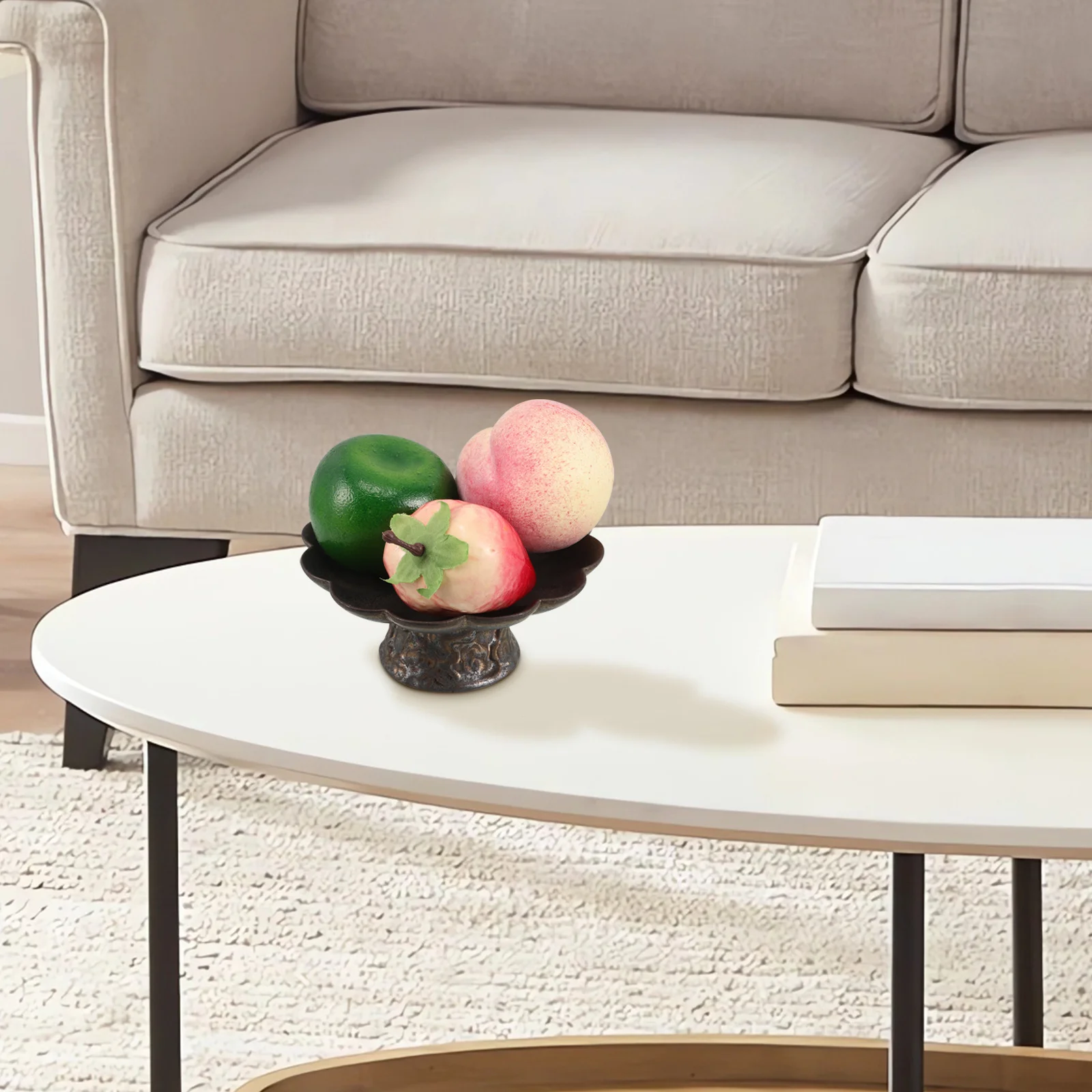 

Vintage Pedestal Ceramic Footed Serving Tray Decorative Key Dish Bowl for Entryway Table Kitchen Counter Retro Fruit Plate