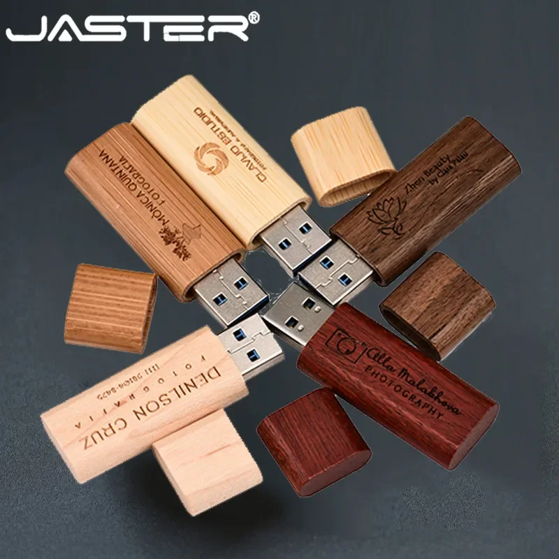 JASTER Wooden USB flash drive pen drives Maple wood Packing box pendrive 4GB 8GB 16GB 32GB 64GB 128GB memory stick Wholesale