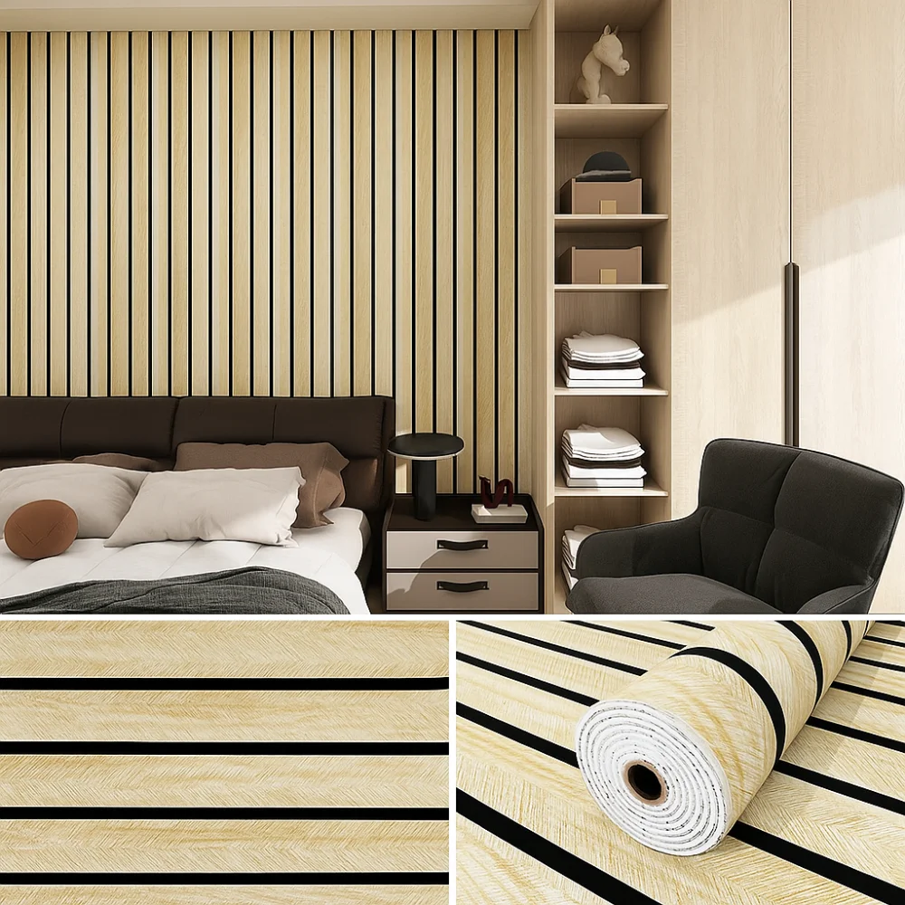 

Waterproof Wall Stickers 40cm Width Moisture-proof Self-adhesive Wallpaper Thick Foam 3/5/10m Length Foam Wall Stickers Bedroom