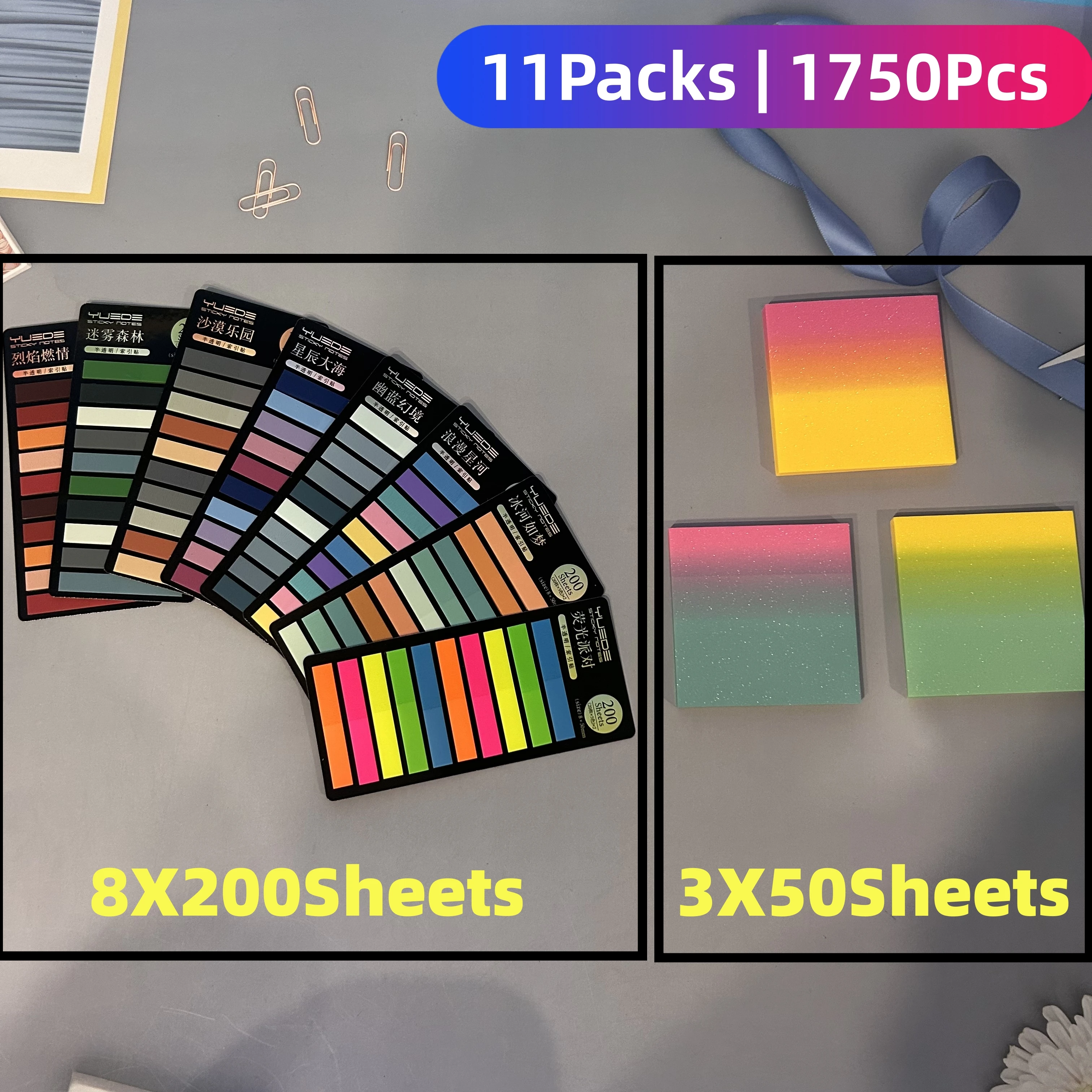 

11Packs/Set Kawaii Sticker Bookmarks Memo Pad Cute Notepad Sticky Notes Pack School Office Supplies Aesthetic Pouch Stationery