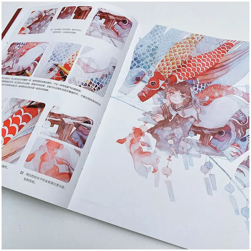 Wonderful Japanese Style Transparent Watercolor Tutorial Book Beautiful Girl Drawing illustration Set