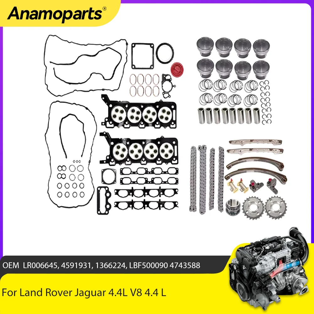 

Engine Parts Full Gasket Set Piston Timing Chain Kit Fit 4.4 L 448PN V8 GAS For Land Rover Range Rover Jaguar 4.4L 4.4T 05-09