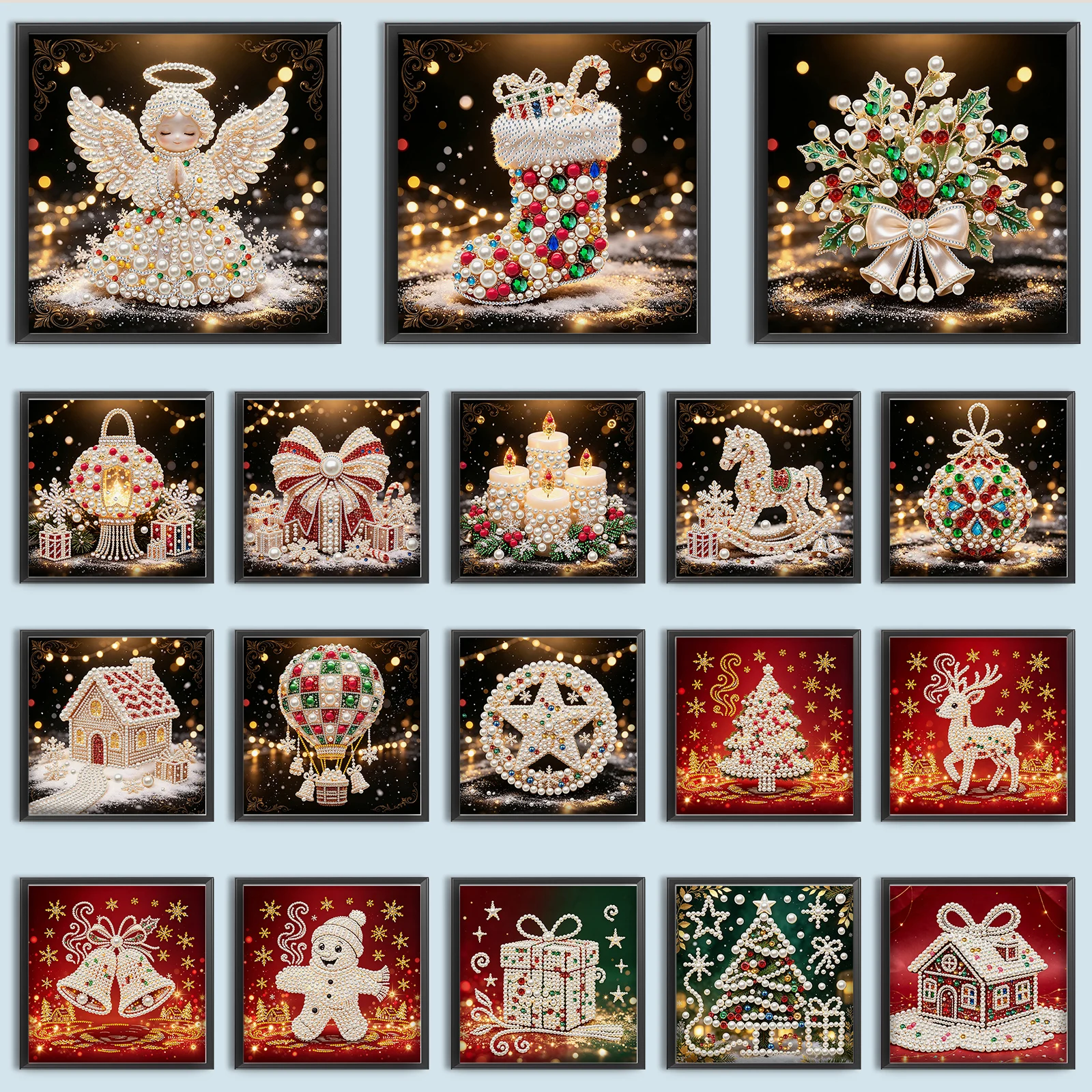 DIY Pearl Painting Kit Self-Adhesive Bead Art Frameless Canvas 30x30cm Christmas Wall Decor Home Decoration