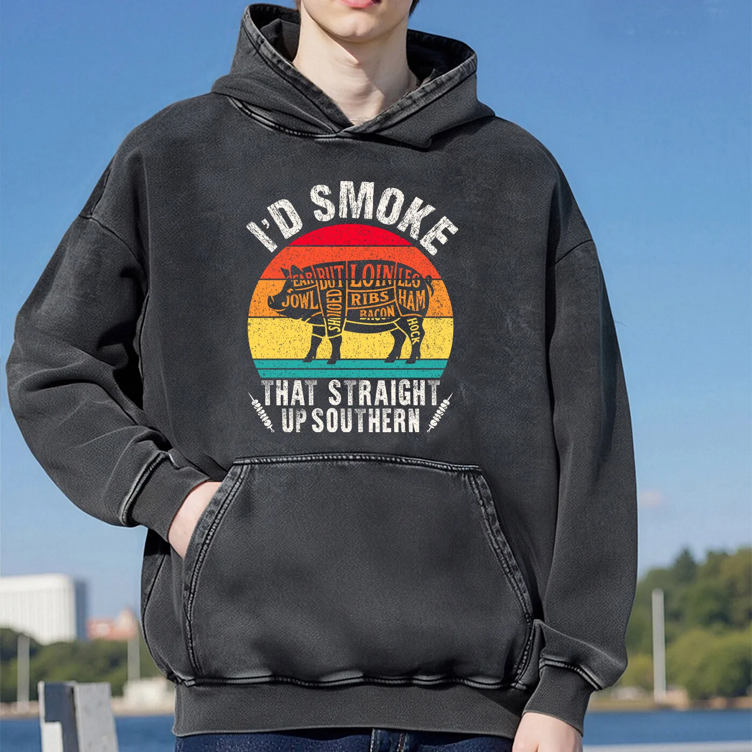 

Толстовка с капюшоном I'd Smoke в стиле ретро, унисекс, повседневный спортивный стиль, из чистого хлопка, уличный стиль, 400 г