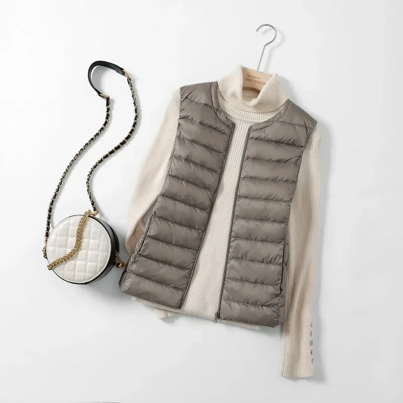 Women Autumn Winter Ultralight Thin Packable Down Sleeveless Jacket Plus Size 5XL 6XL Female O-Neck Casual Down Vest Coats