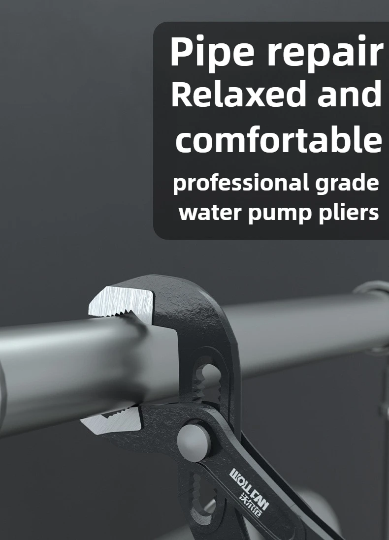 Verstellbare Wasserpumpenzange, multifunktionale Universal-Rohrzange aus Chrom-Vanadium-Stahl, 7/10/12 Zoll Wasserpumpenzange – Detail 1