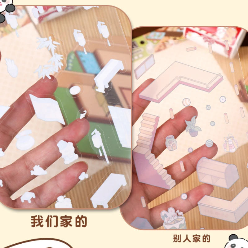 2 قطعة/الحزمة ملصقات المناظر الطبيعية Kawaii DIY بها بنفسك المقصورة المشهد التراص لصق حساب اليد سكرابوكينغ المواد سجل القصاصات عدة #6