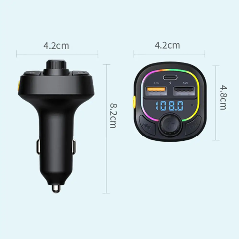 المزدوج USB نوع-C بلوتوث شاحن سيارة FM الارسال USB + Type-C 3.1A شحن سريع مكبر الصوت اللاسلكي مشغل MP3 محول الشحن