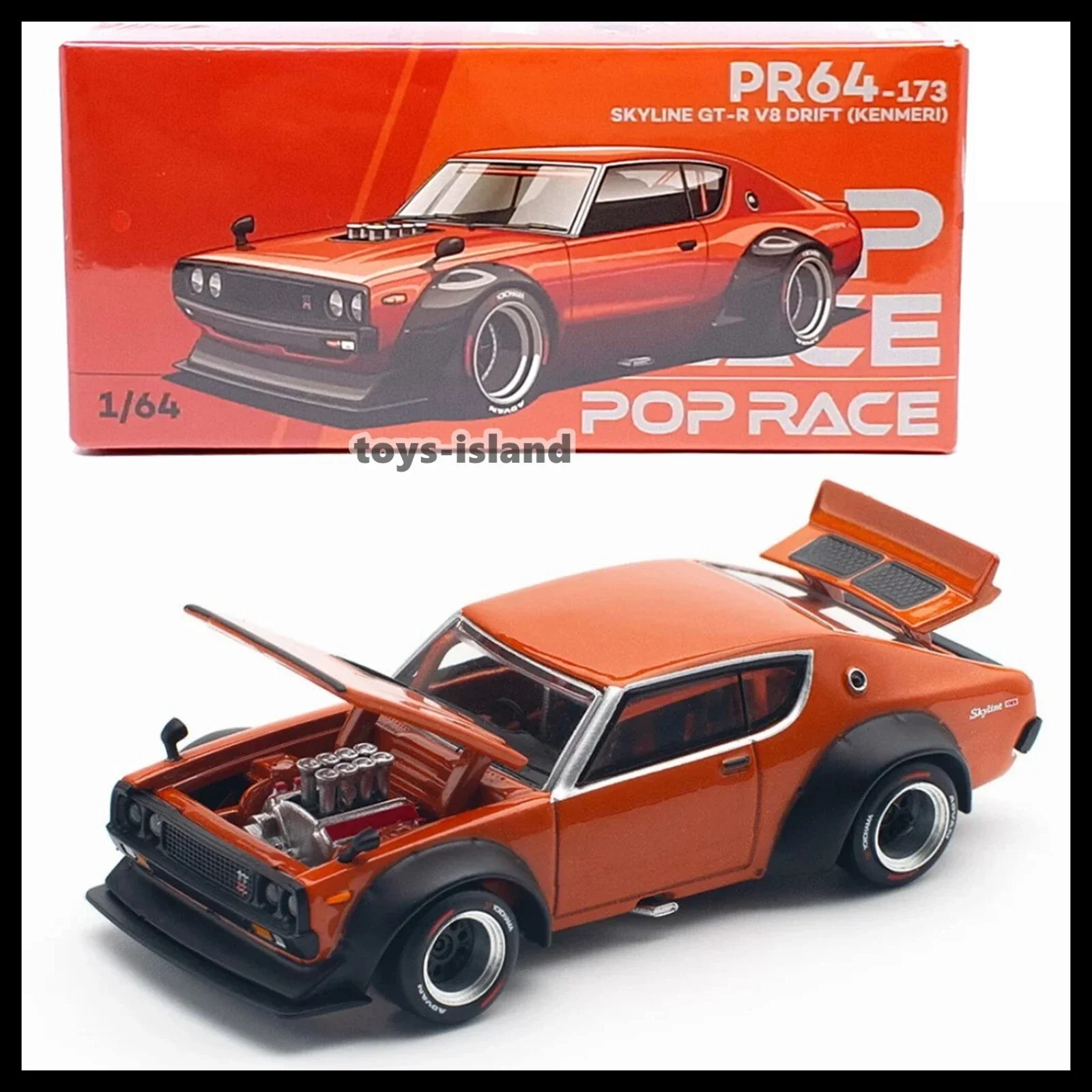 

POPRACE PR64-173 1/64 Skyline GT-R V8 Drift ( KENMERI ) POP RACE NEW