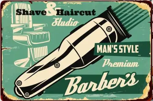 Barber Shop Shave & Haircut Studio Novelty Metal Sign ; Wall Art