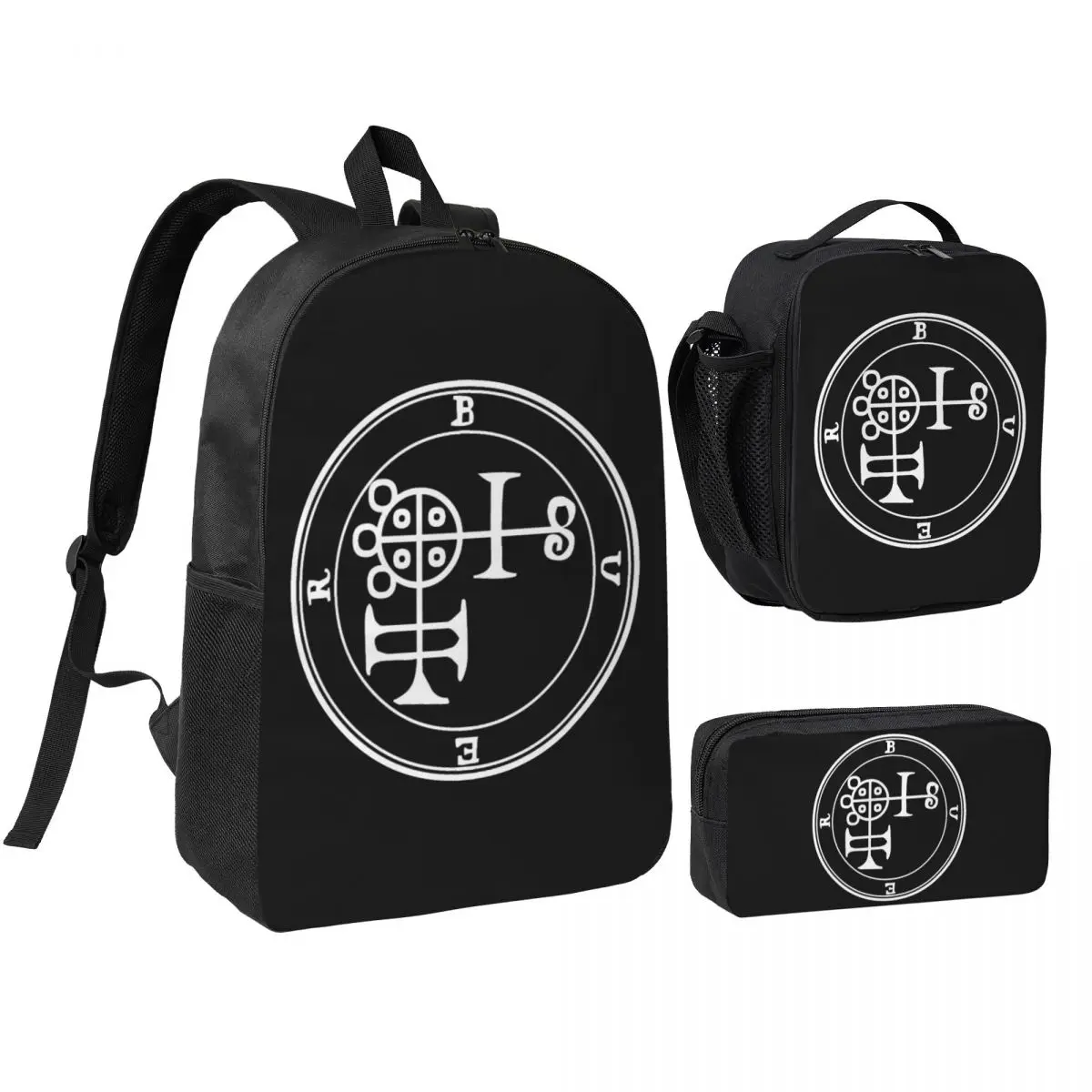 

Demon Buer Seal Backpack Student BookBag School Bag Shoulder Bags 3ps Insulated Lunch Bag Pencil Case