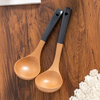 3/5 Pcs Long Handle Wooden Cooking Kitchenware Set Non-stick Reusable Kitchen Spoon Spatula Set Anti-scalding