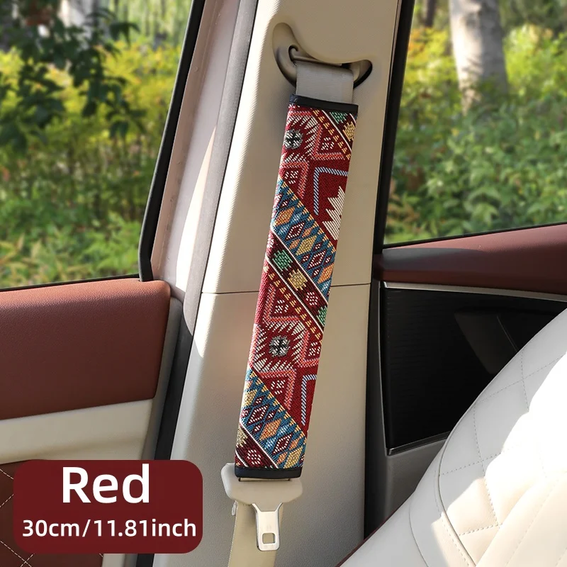Bohemian-Stil Leinen-Autositzgurt-Schulterpolster, Erhältlich in 30cm oder 50cm, Geeignet für Alle Jahreszeiten, Einfach zu Installieren – Detail 10