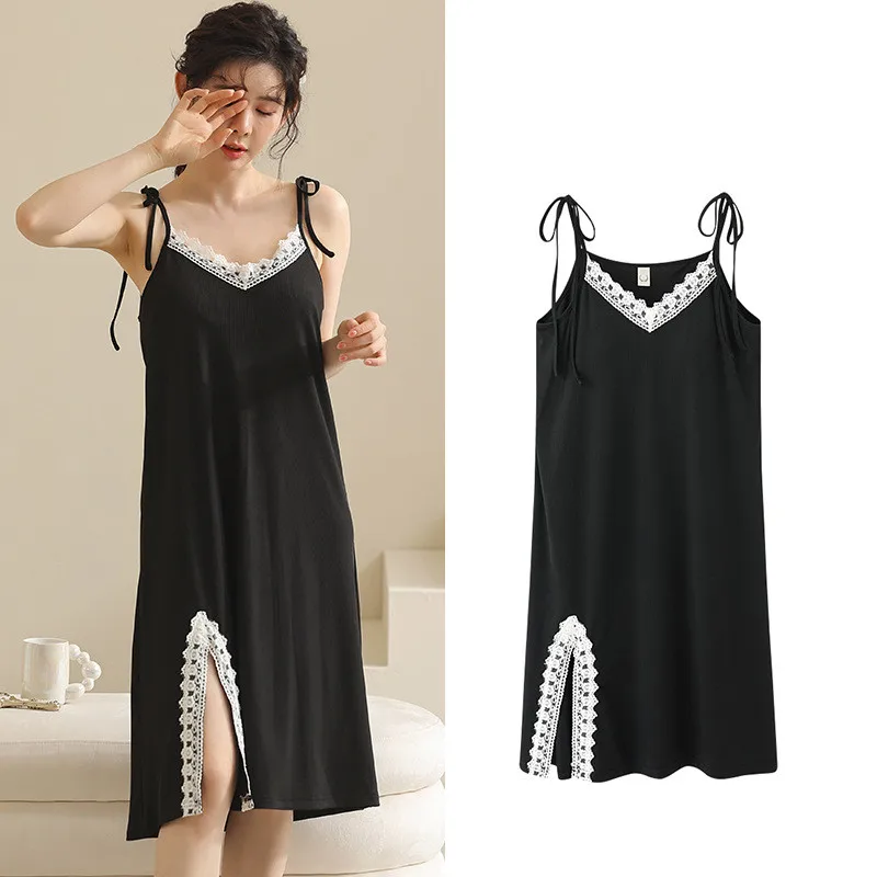 Fdfklak Robe Femme New Casual Night Dress Women Homewear Sexy Sleepwear Sleepshirt Summer Nightgowns рубашка женская