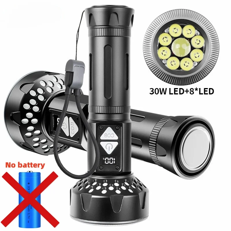 Outdoor High Power LED-zaklamp USB oplaadbare langeafstand tactische zaklamp met COB-zijlicht Sterke magnetische lantaarn Camping