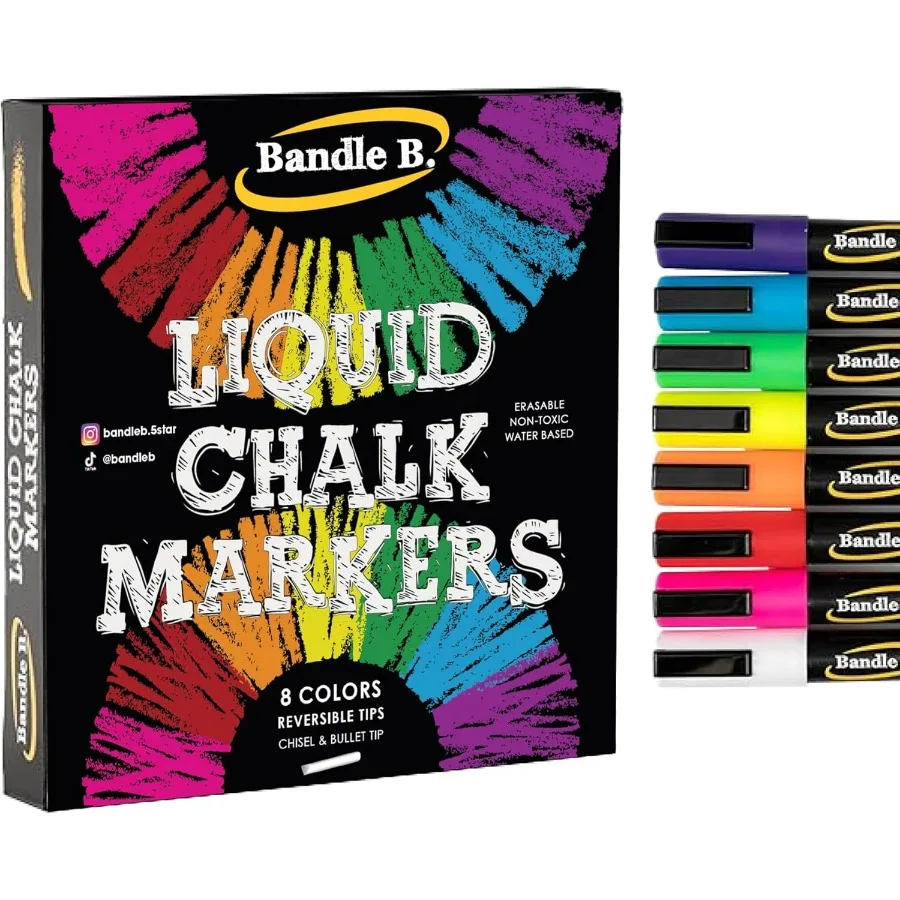 

Chalk Markers 8 Vibrant Erasable NonToxic WaterBased Reversible Tips for Glass or Chalkboard Surfaces Ideal for Adults Business