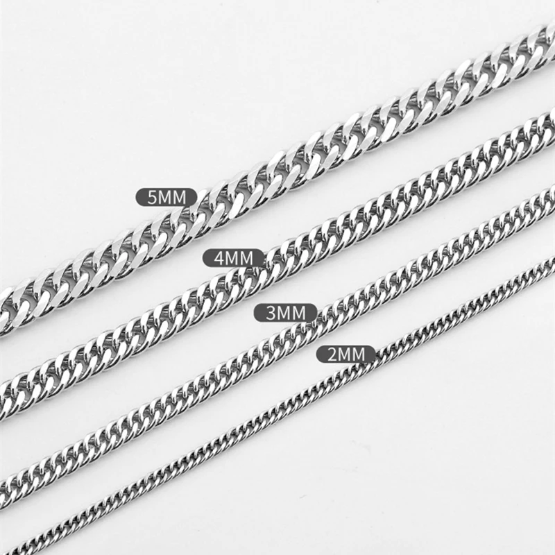 Original 925 Sterling Silver 2mm-5mm Curb Cuban Chain Necklace for Men Women 40cm-60cm 925 Italy Horsewhip Chain Hip Hop Jewelry