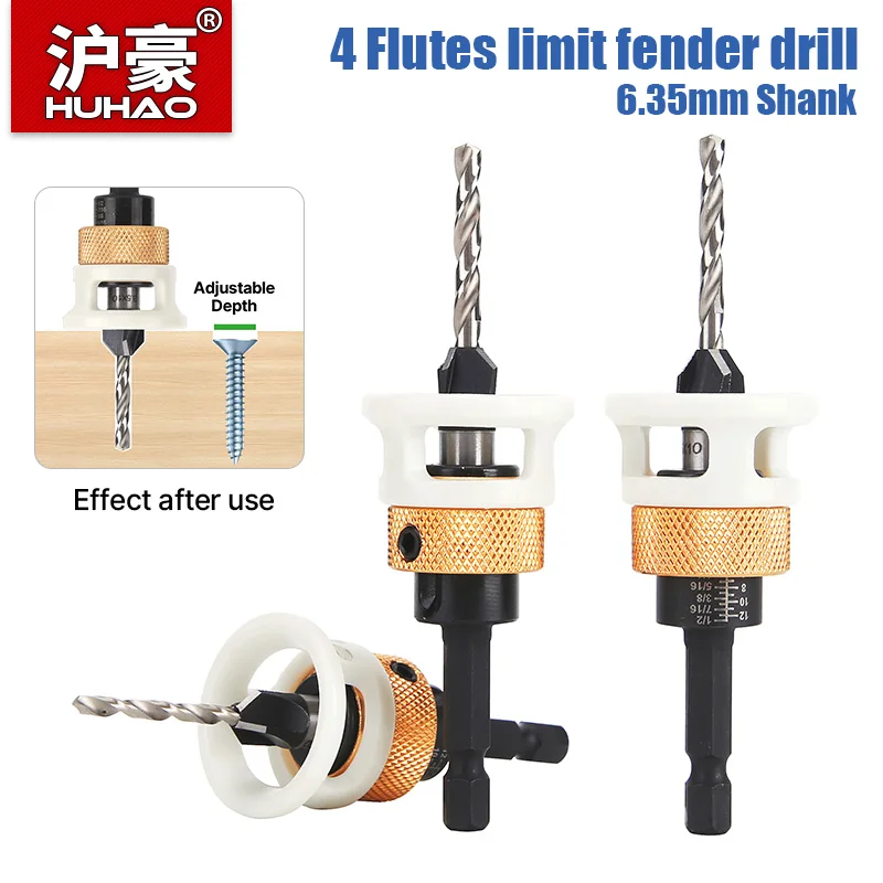 

HUHAO Регулируемые сверла с зенковкой Деревообрабатывающий фрезерный станок Обменитель сердечника Сверла из сплава Сверление по дереву Фреза Винт