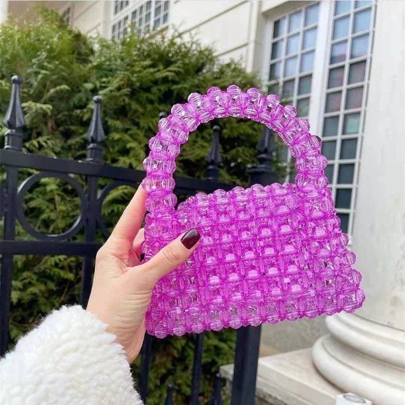 Designer Brand Clear Acrylic Crystal Stone Handmad Purses and Handbags Customized Pearl Bag Ladies Party Bag  Women Bags 2024