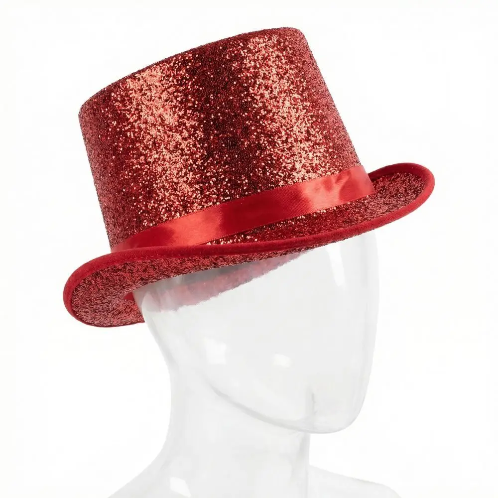 Retro Glitter Top Hat Multicolor British Style Glittering Magician Hat Durable Lightweight Polyester Bowler Jazz Hat Performance