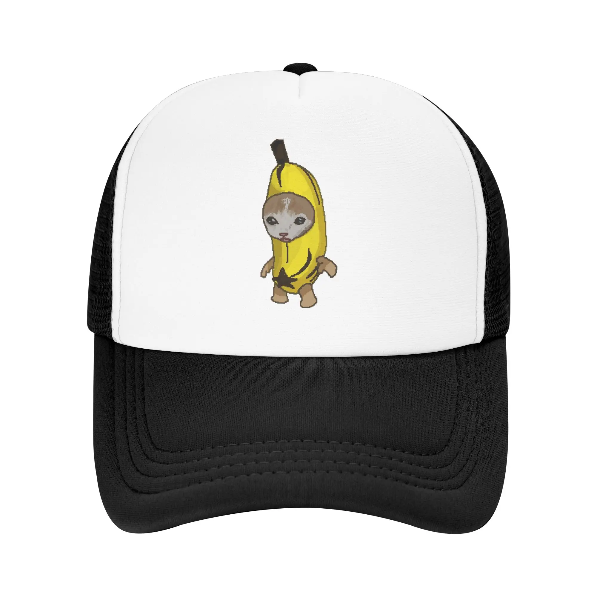 Banana Cat Meme Pixel Art Trucker Hats Adult  Hat Sun Hats Golf Hats Breathable Polyester Mesh Baseball Caps Summer