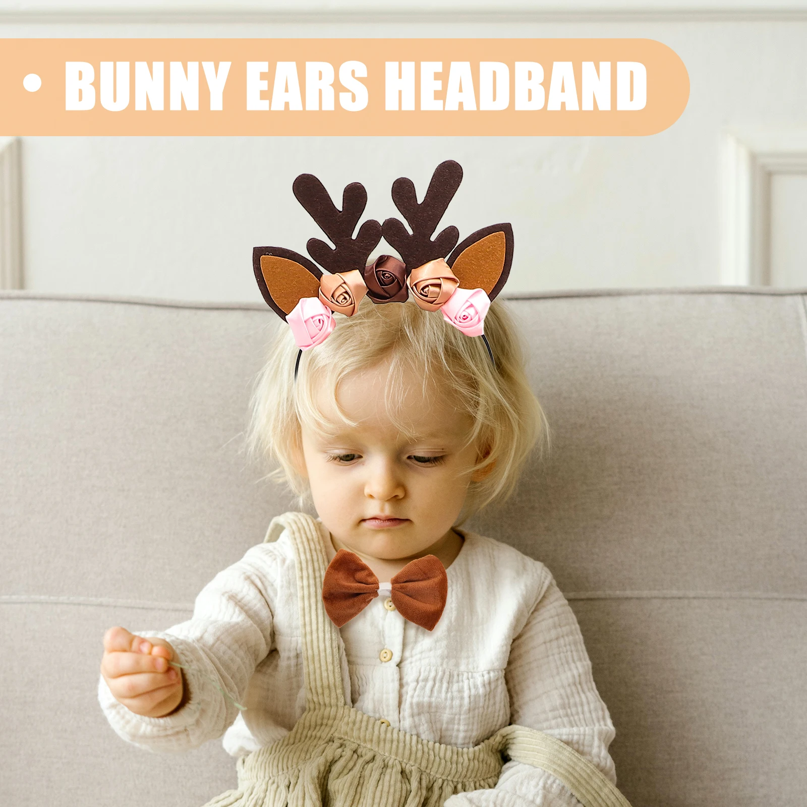 

1 set Deer Costume Set Reindeer Ears Headband Tutu Skirt Tail Girls Halloween Party Carnival Cosplay Props Safe Material