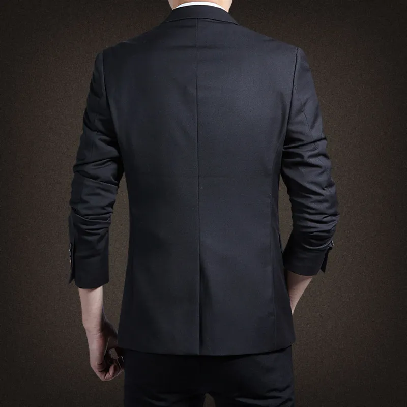 New Men's Pure Color Business Formal Banquet Suit Jacket Slim Fit Single Button Tops , Fashion Simple Mens Office Blazers