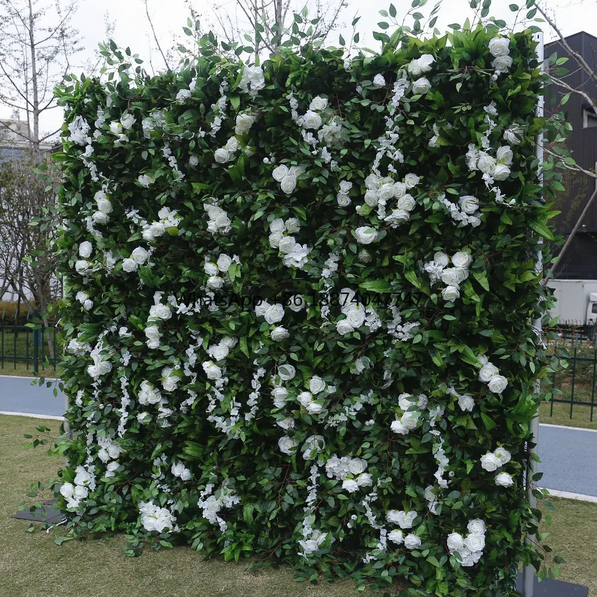 4ft x 8ft   white rose artificial f flower wall backdrop wedding event decoration