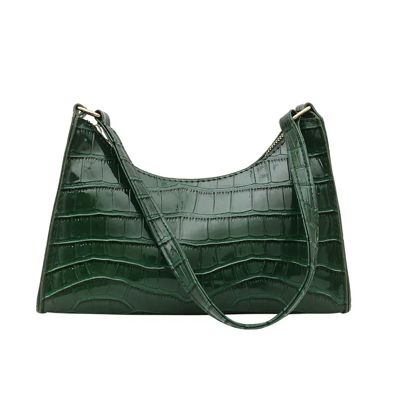 Armpit Bag Women Retro Handbag PU Leather Underarm Shoulder Bag Alligator Pattern Purse Designer Bag Small Subaxillary Bag
