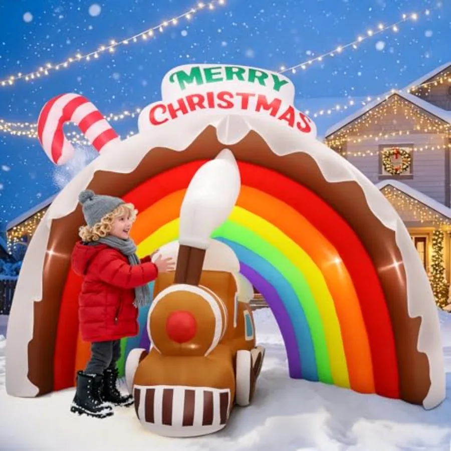 

9Feet Christmas Inflatables, Large Blow Up Christmas Yard Decoration with Flashing LED Lights, Colorful Outdoor Inflatable Arch