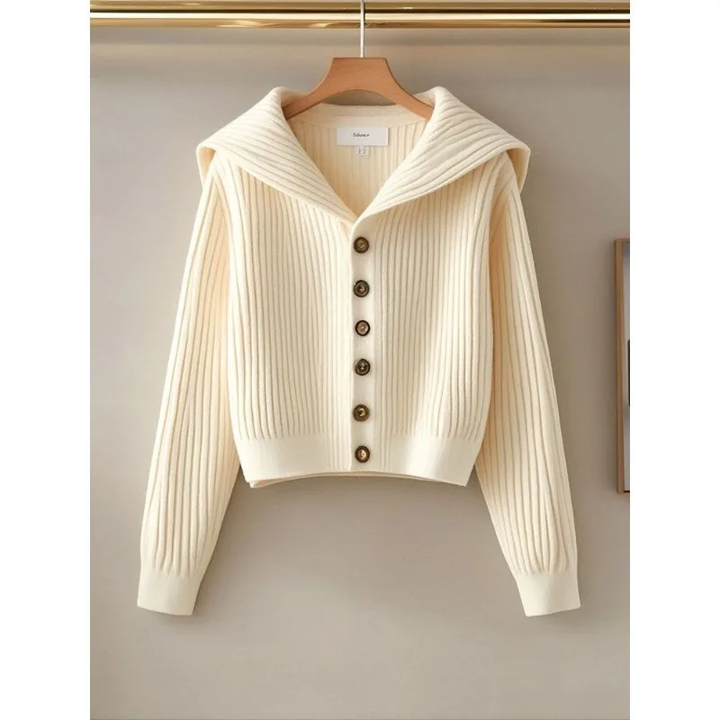 ชุดเสื้อคาร์ดิแกนถักนิตติ้งอเนกประสงค์สไตล์ต่างประเทศสุดชิคสำหรับฤดูใบไม้ผลิและฤดูใบไม้ร่วง พร้อมกระโปรงเข้าชุด ไม่ซ้ำใคร