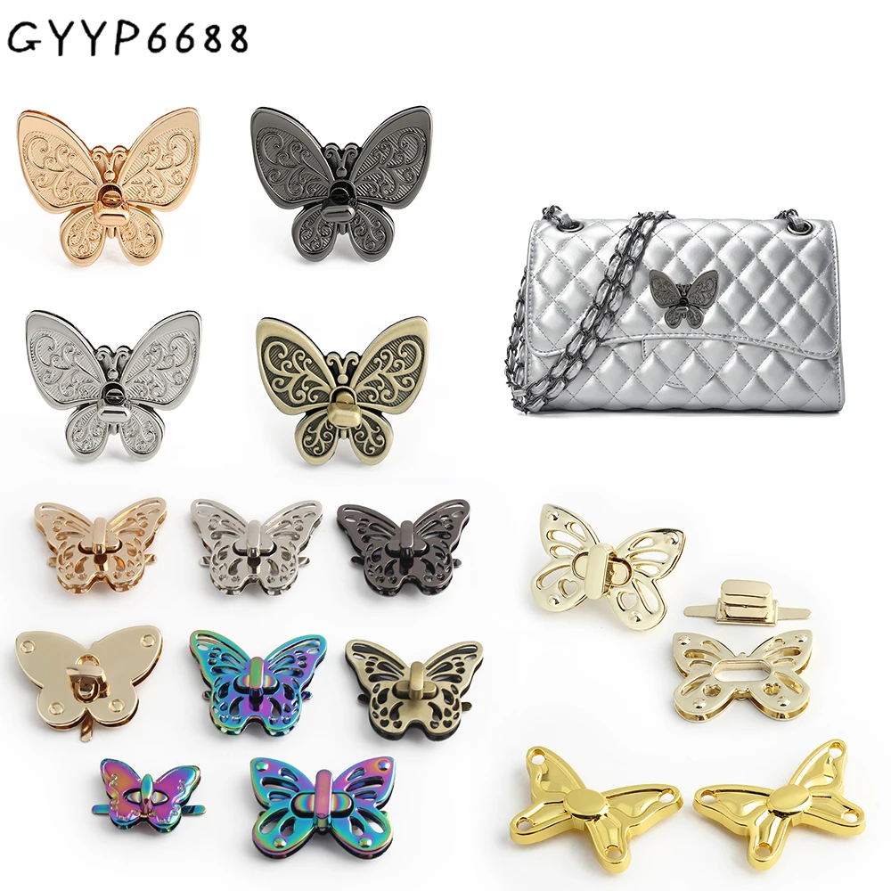 5/10/20Sets 54x48mm,49x41mm Butterfly Metal Turn Lock Clasp Buckle For Leather Craft Handbag Purse Box Twist Locks Accessories