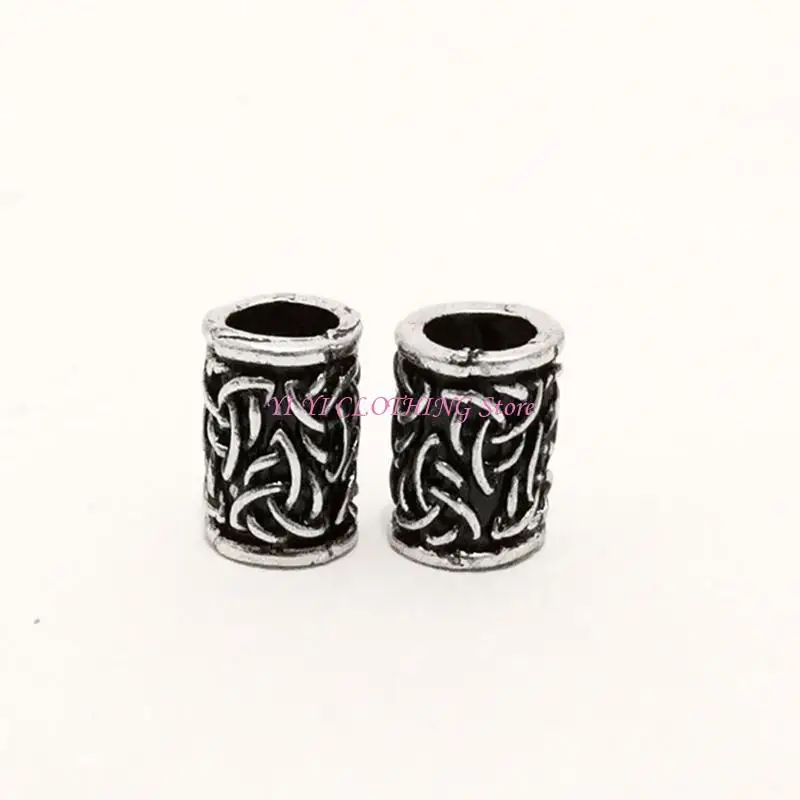 

N5KF Retro Color Viking Beard Beads Retro Beads Antique Norse Hair Tube Beads Pirate Skull Dreadlocks Beads for Hair Braiding