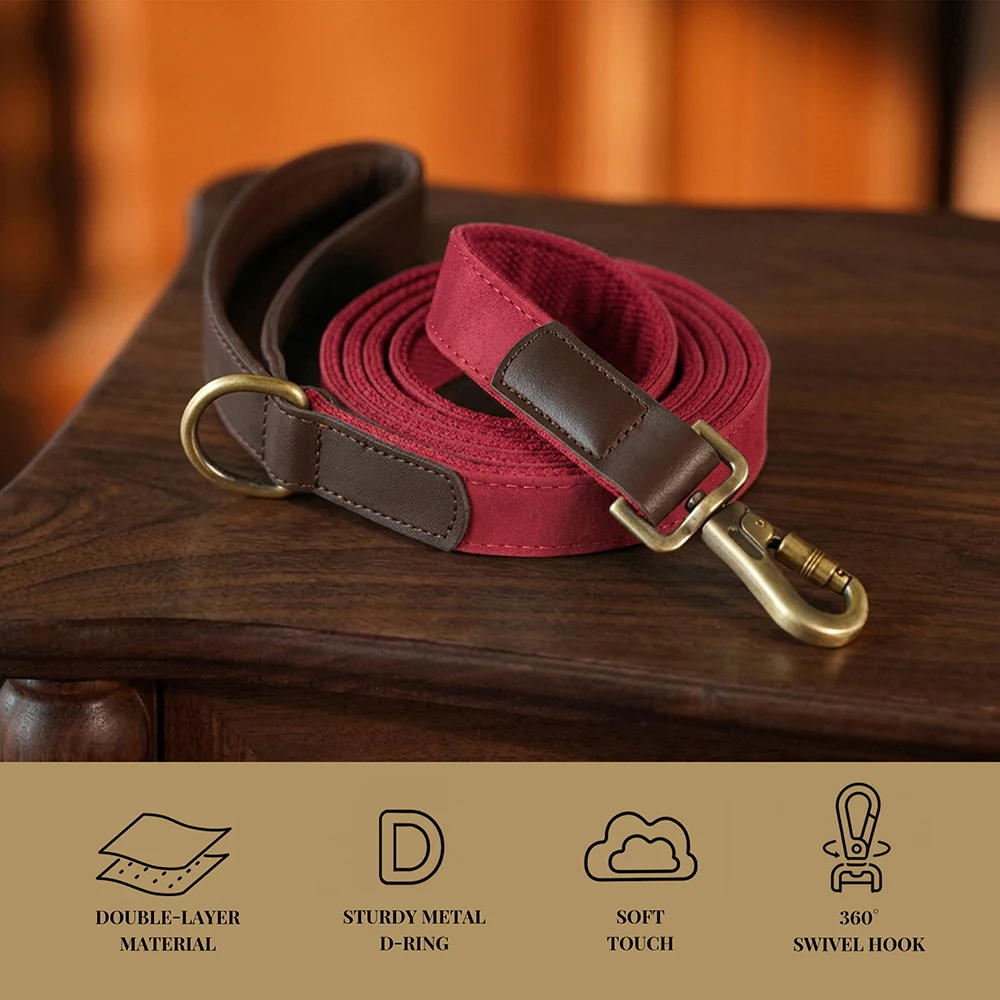 1,5m Lange PU-Leder Gepolsterte Hundeleine Langlebige & Retro-Hundeleine für Kleine und Mittelgroße Hunde in 9 Farben Erhältlich – Detail 11