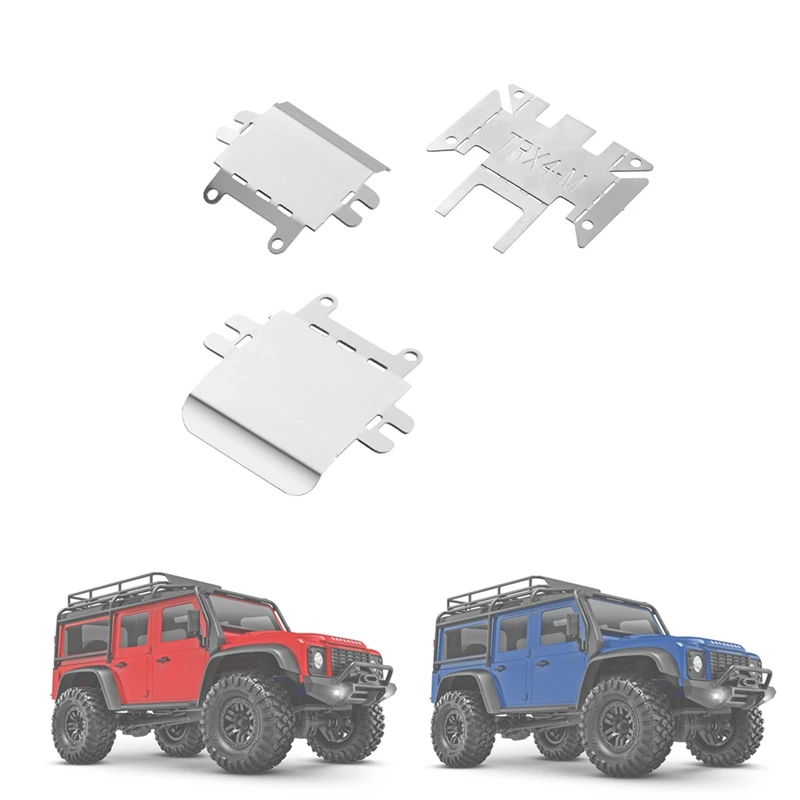 3Pcs Stainless Steel Chassis Armor Axle Protector Skid Plate For Traxxas TRX4M 1/18 RC Crawler Car Upgrade Parts